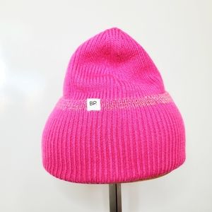 NEW BP Nordstrom Hot Pink Gold Ribbed Cuffed Beanie Hat Cap NORDSTROM Winter